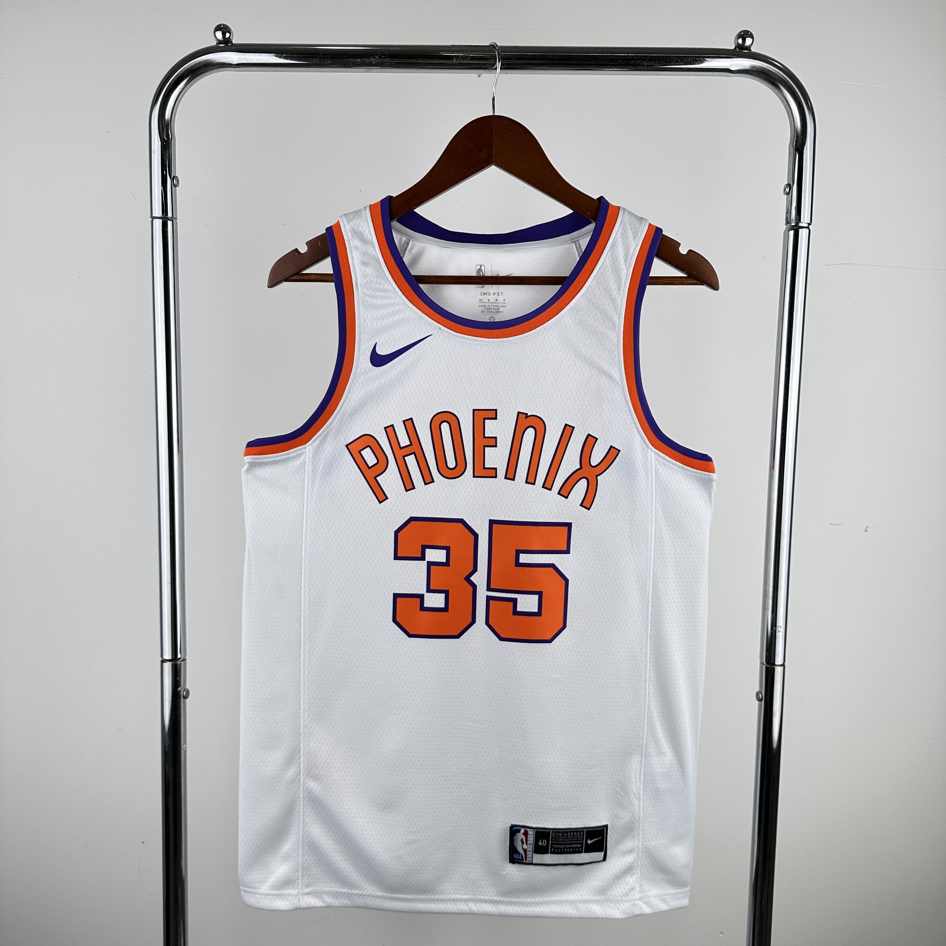 Men Phoenix Suns #35 Durant White Throwback Nike 2024 NBA Jersey